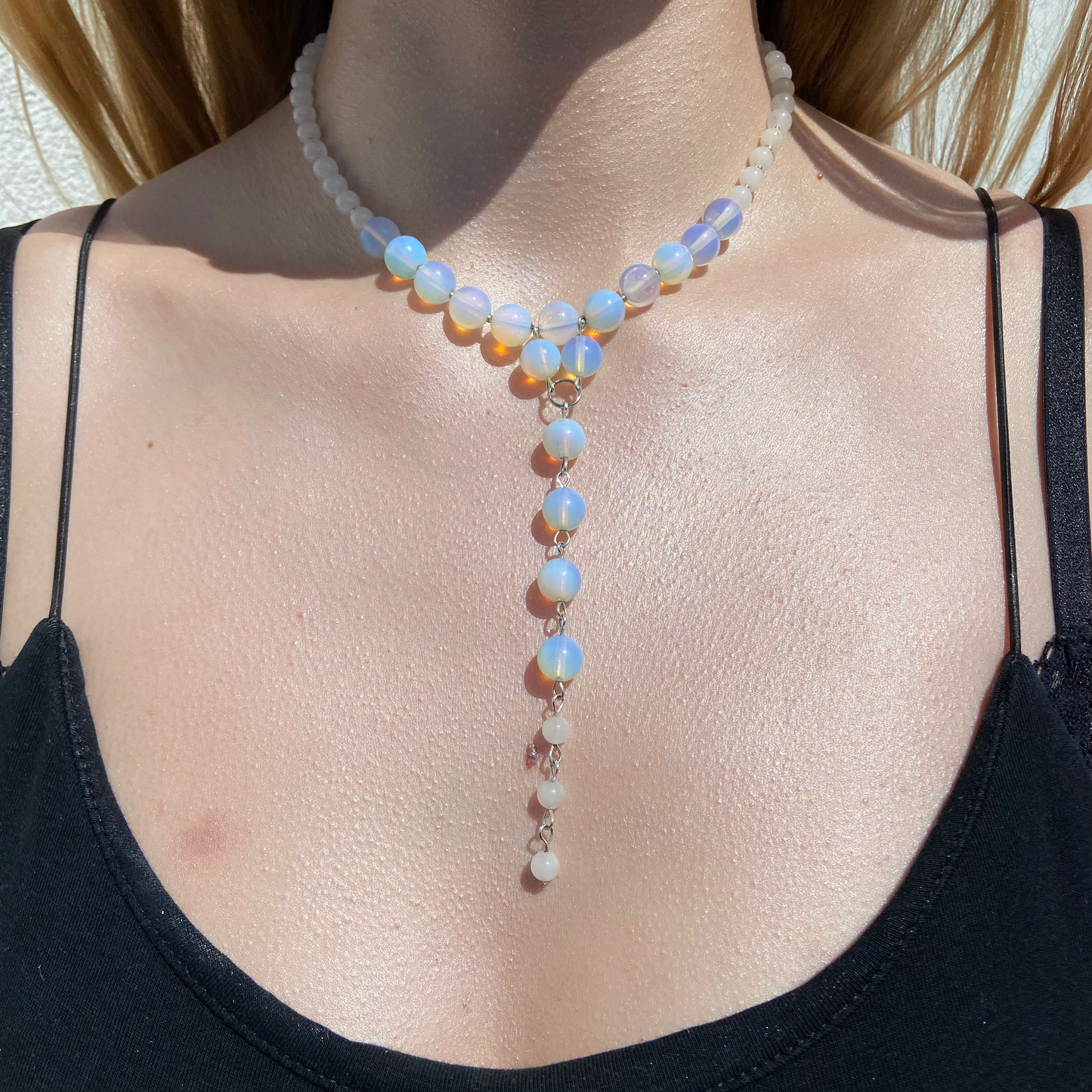 OPALITE + WHITE JADE SPINE NECKLACE