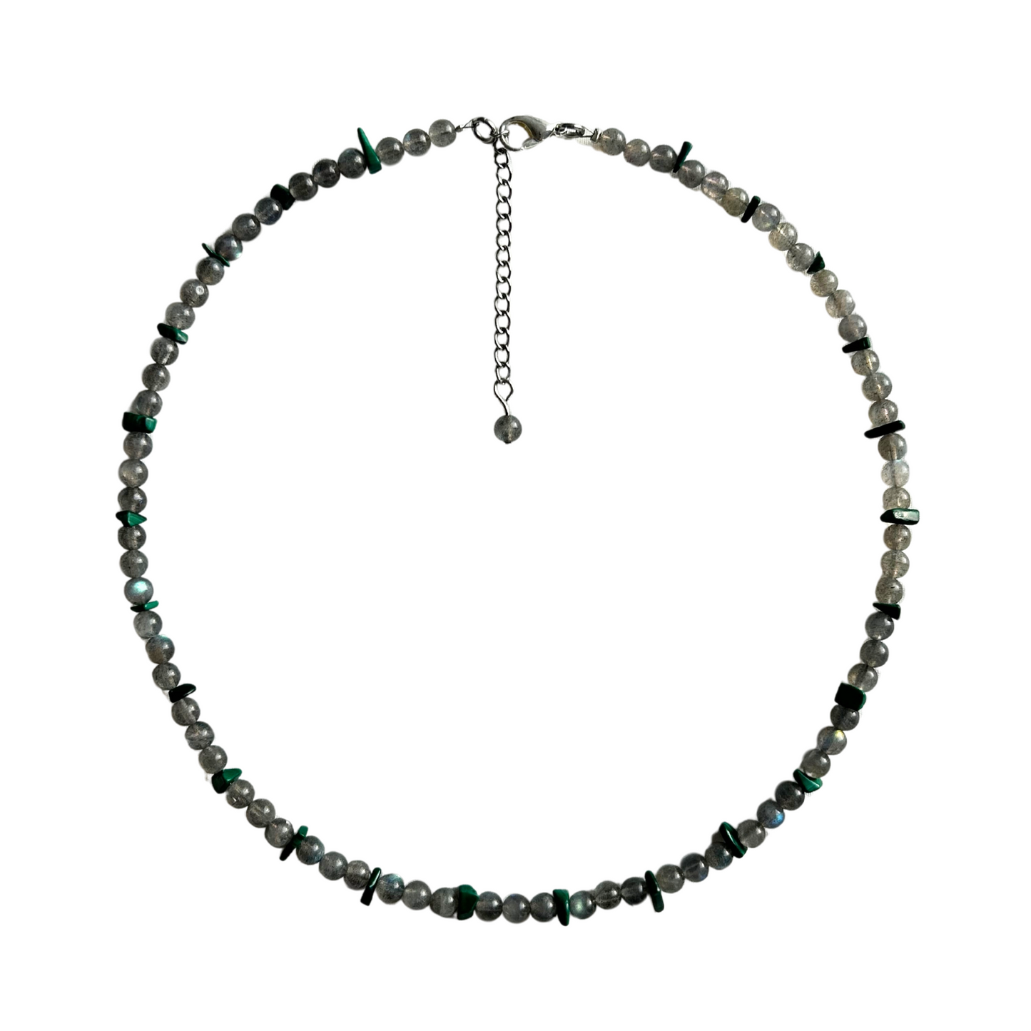 SPIRITUAL GROWTH - LABRADORITE AND MALACHITE NECKLACE