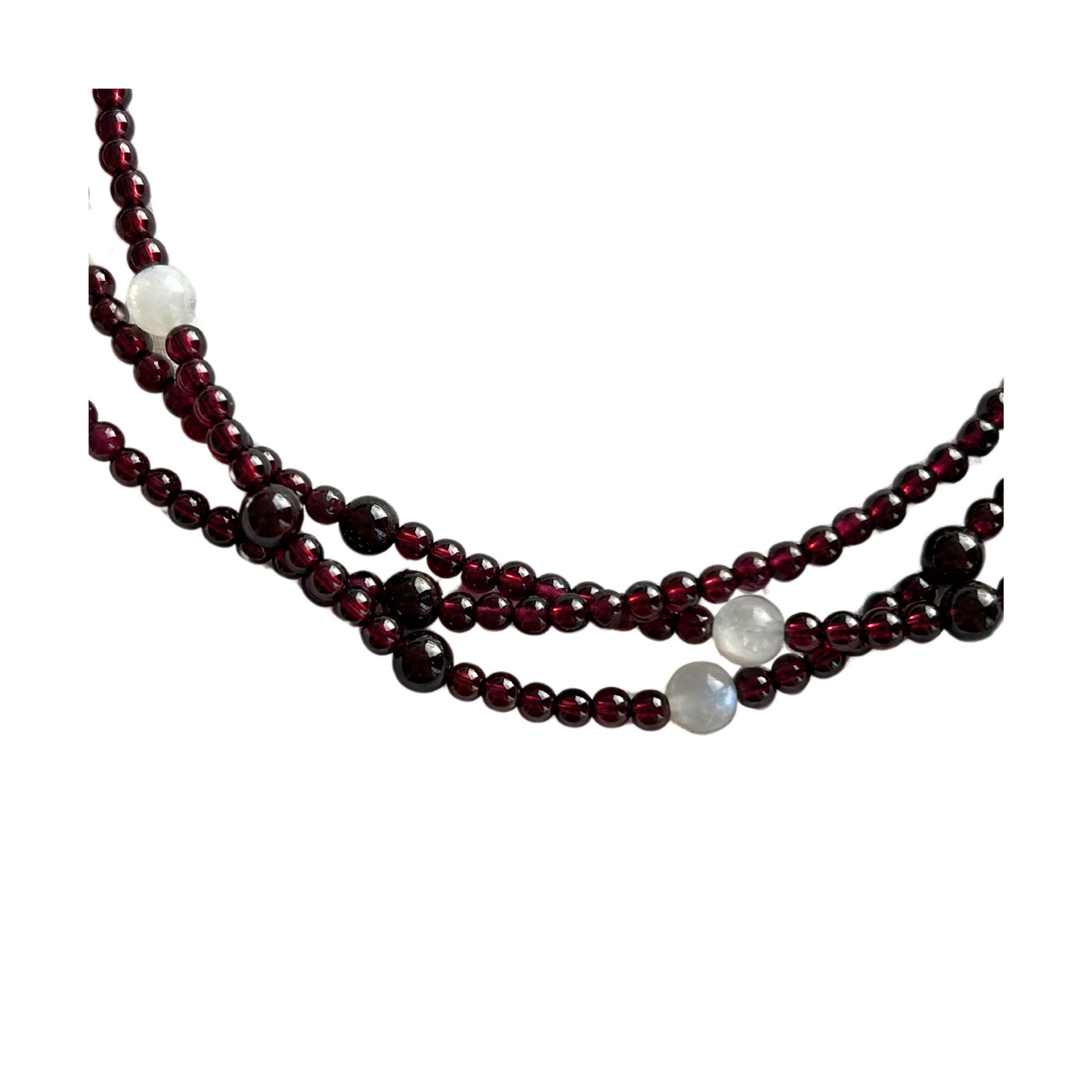 LOVE - GARNET AND MOONSTONE NECKLACE