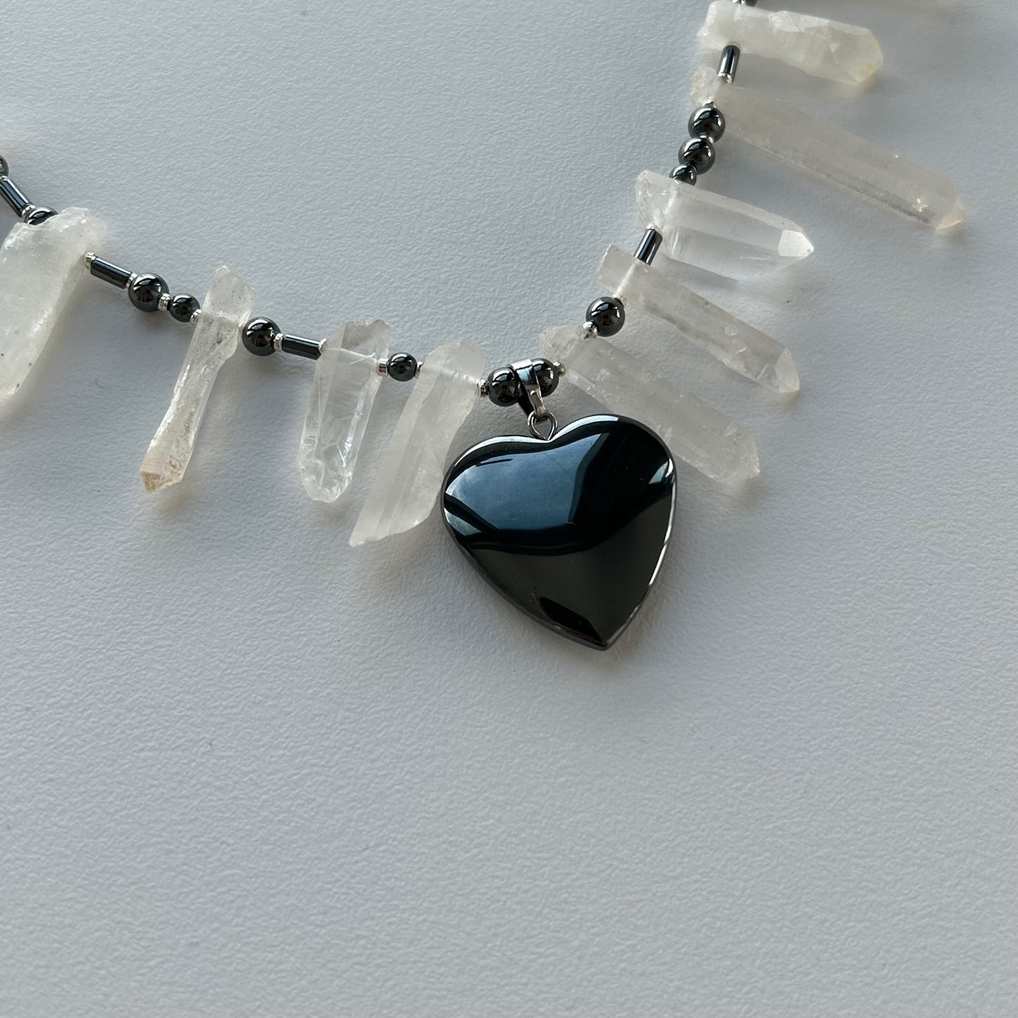 CLEAR QUARTZ AND HEMATITE NECKLACE (DISCONTINUED)