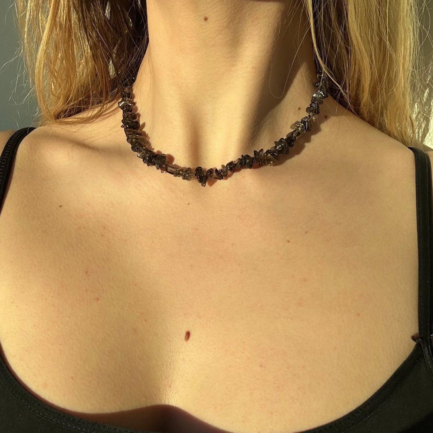 SMOKY QUARTZ + HEMATITE CLASP NECKLACE