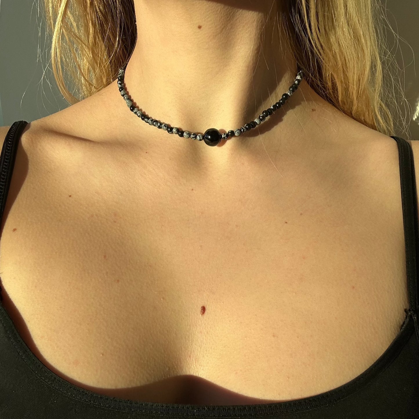 SNOWFLAKE OBSIDIAN + ONYX CHOKER