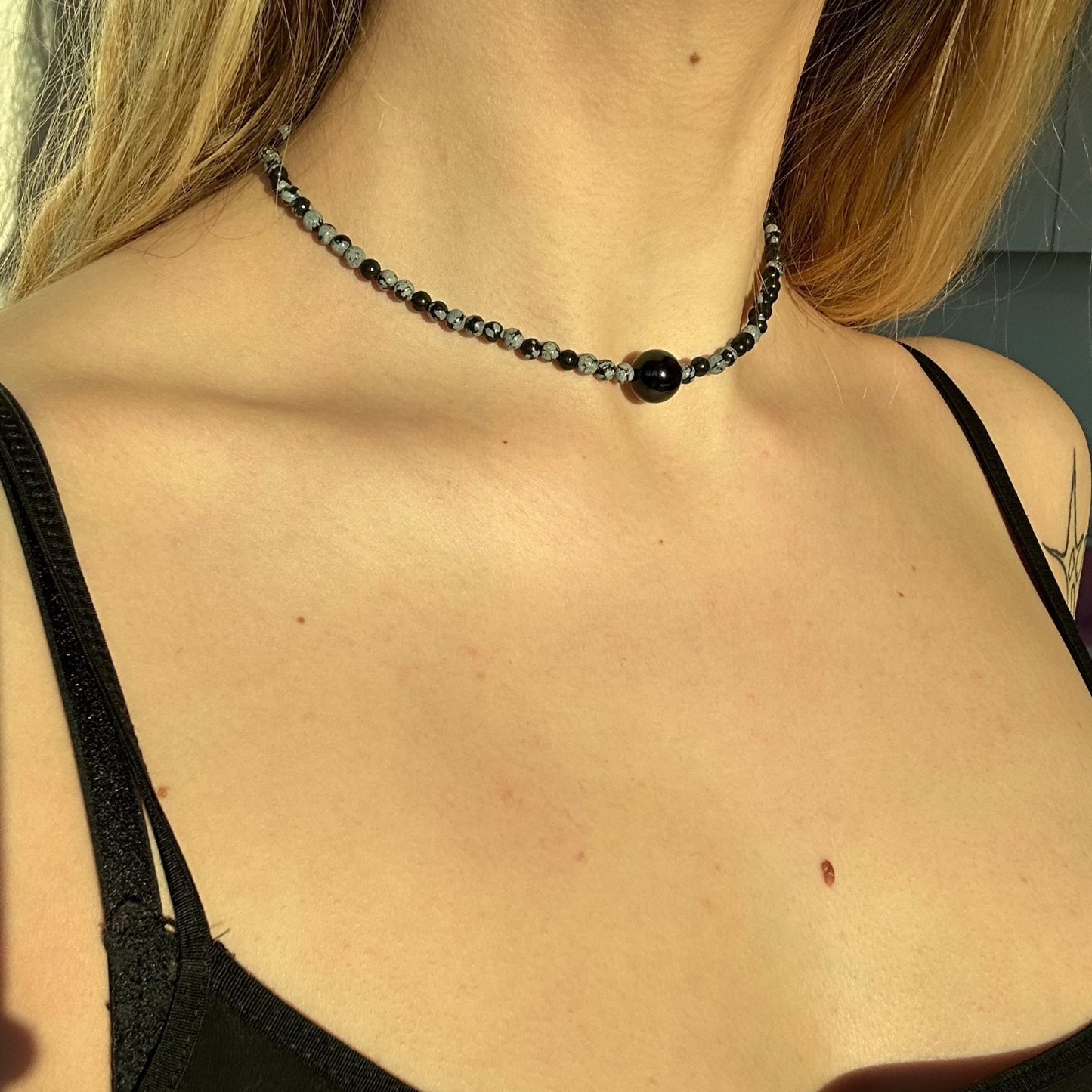 SNOWFLAKE OBSIDIAN + ONYX CHOKER