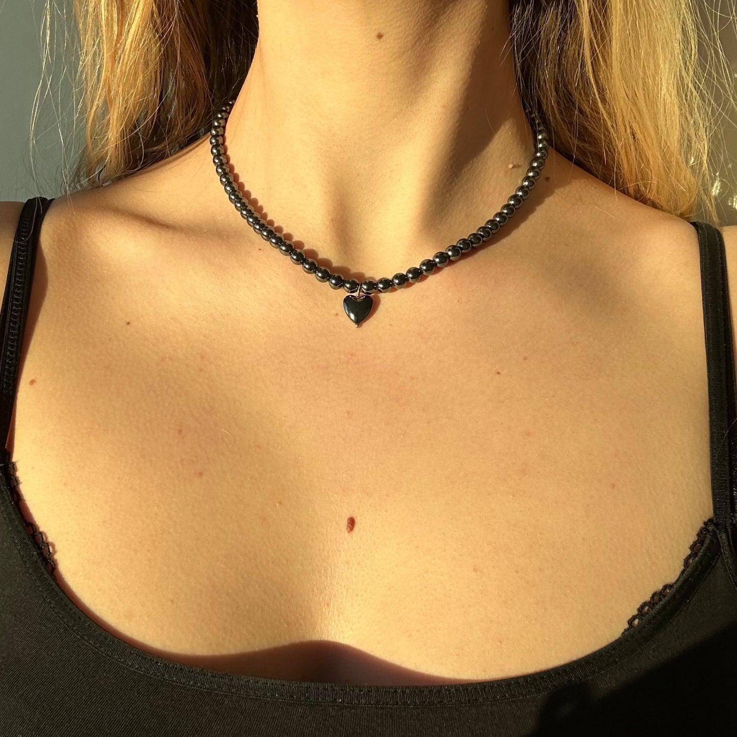 HEMATITE HEART NECKLACE