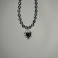 HEMATITE PEARL HEART NECKLACE