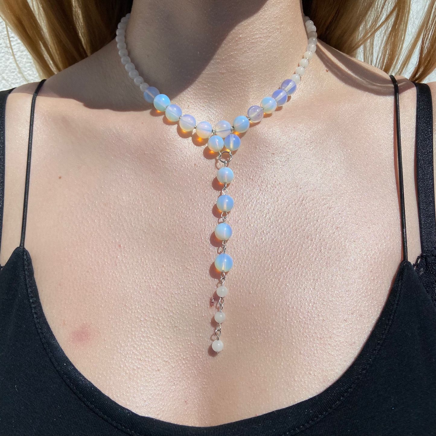 OPAL + WHITE JADE SPINE NECKLACE