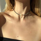 LABRADORITE PEARL CROSS CHOKER