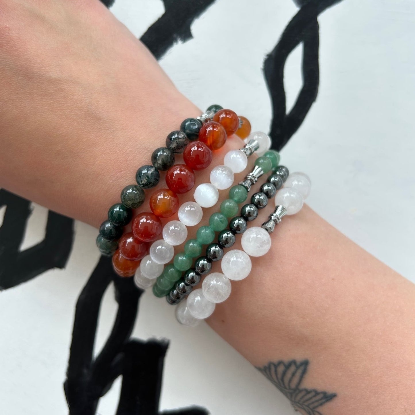 MOSS AGATE 8MM BRACELET