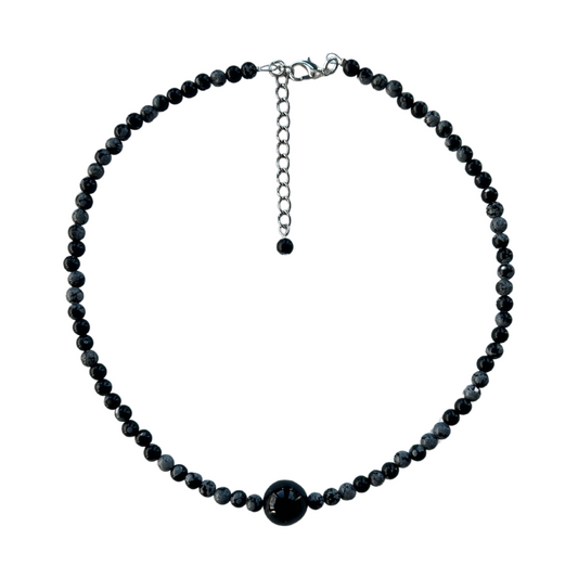 SNOWFLAKE OBSIDIAN + ONYX CHOKER