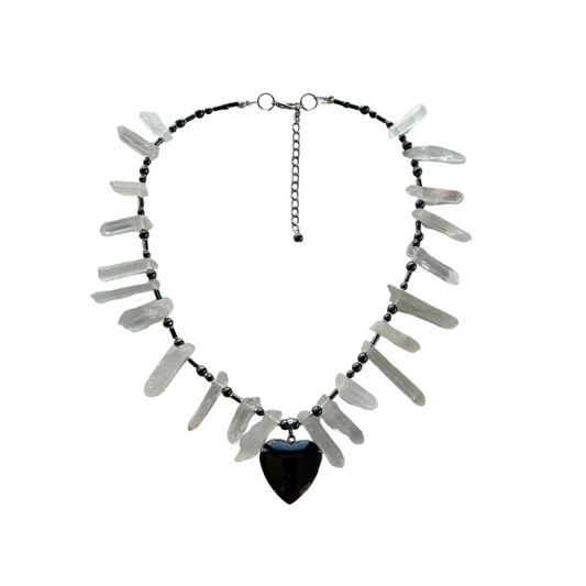 CLEAR QUARTZ AND HEMATITE NECKLACE (DISCONTINUED)