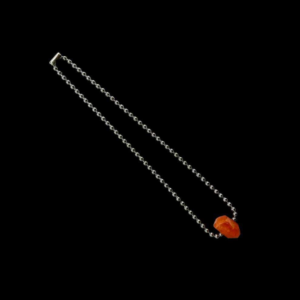 CARNELIAN SILVER CHAIN NECKLACE