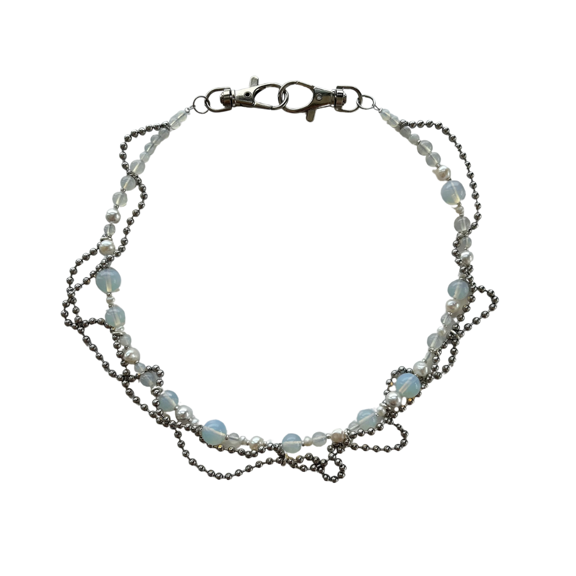 OPAL SILVER BEAD NECKLACE