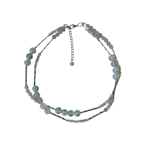 OPAL SILVER DOUBLE NECKLACE