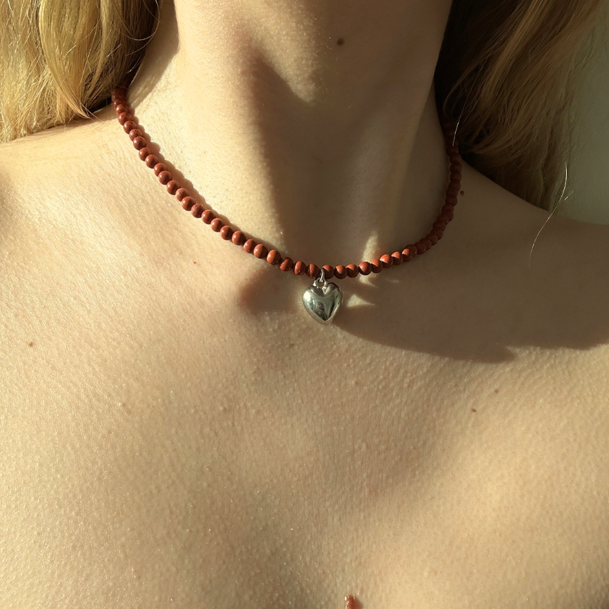 RED JASPER HEART NECKLACE