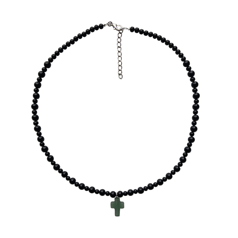 GREEN AVENTURINE AND ONYX NECKLACE